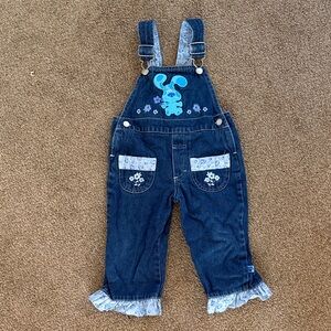 Blue Denim Kids Overalls with Floral Accents